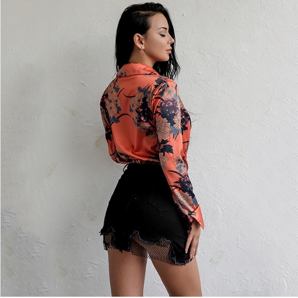 NEW! Silk Floral Bodysuit - Picture 4 of 8